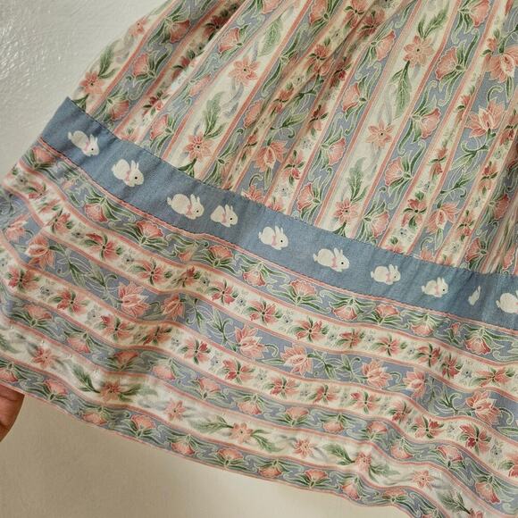 Vintage Ellen Miklas Bunny Jumper Dress Shirt Outfit 3T Pink Blue Cottagecore - Picture 3 of 13